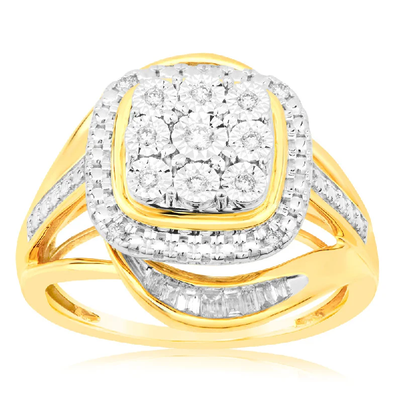 affordable wedding rings for women -Luminesce Lab Grown 1/6 Carat Diamond Ring in 9ct Yellow Gold