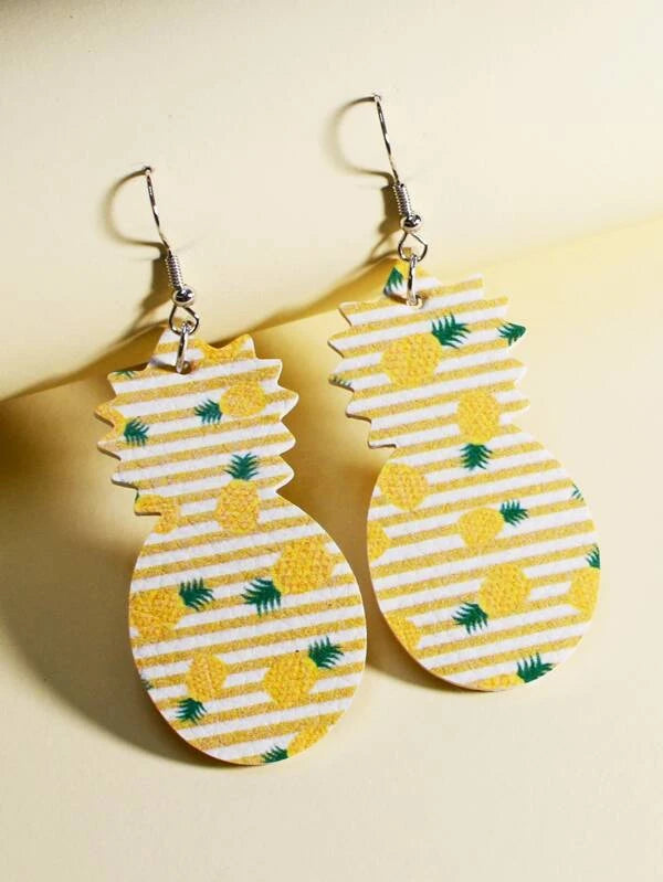 women’s hoop earrings with pearls -White & Yellow Striped Pineapple Earrings