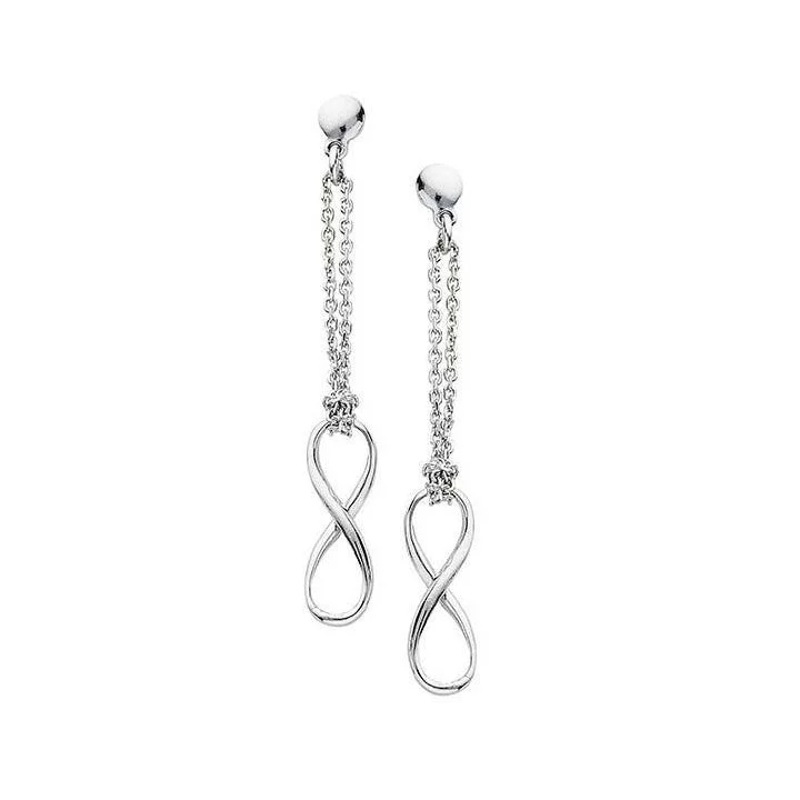 women’s ear climbers -Free Hanging Infinity Chain Dangle Drop Earrings 925 Sterling Silver