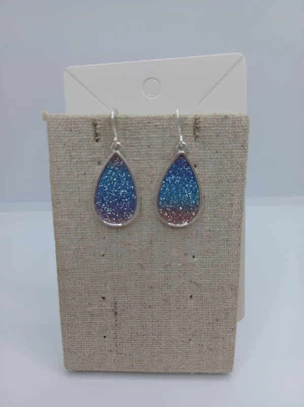 women’s gold earrings -Ombre Blue, Purple, & Pink Glitter Earrings