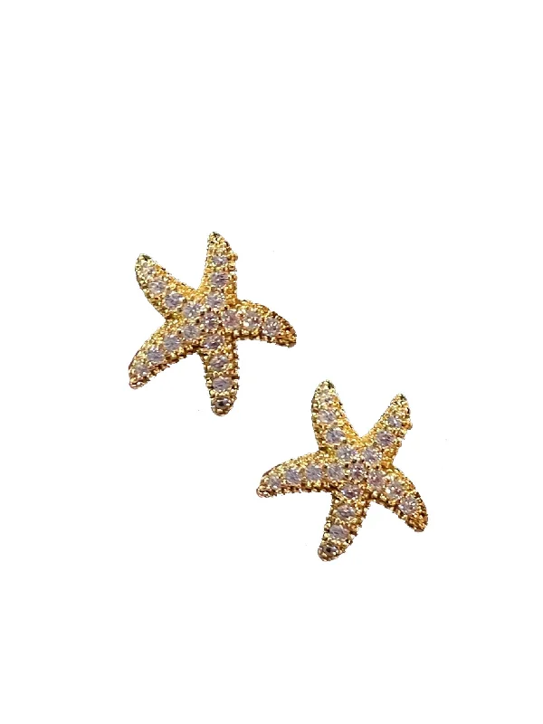 women’s huggie earrings -Starfish Stud - Gold