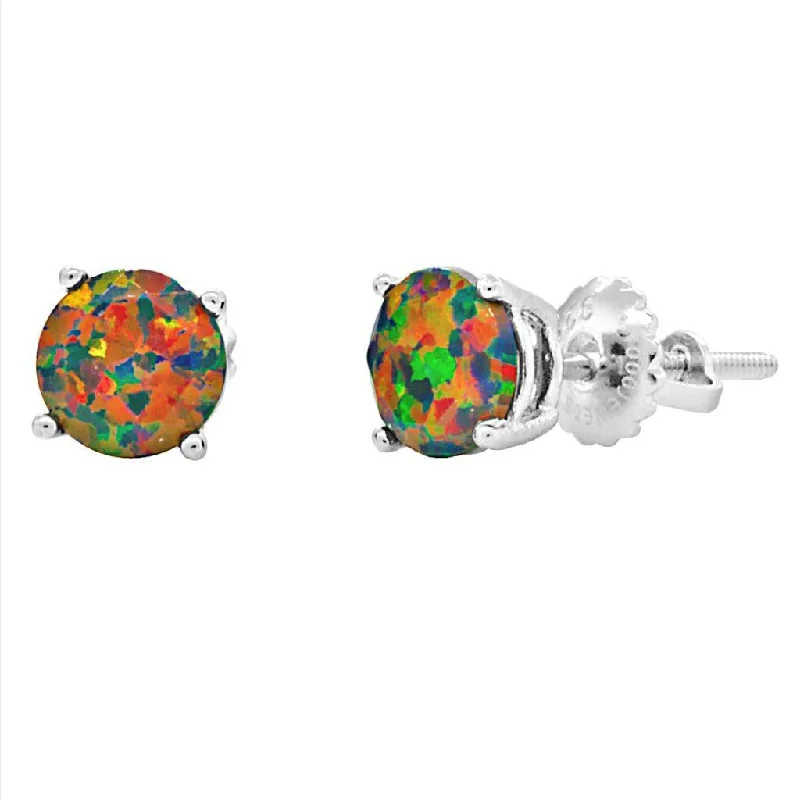 women’s pearl earrings -Aurora: 6mm Diamond Cut Faceted Black Opal Screw Back Earrings