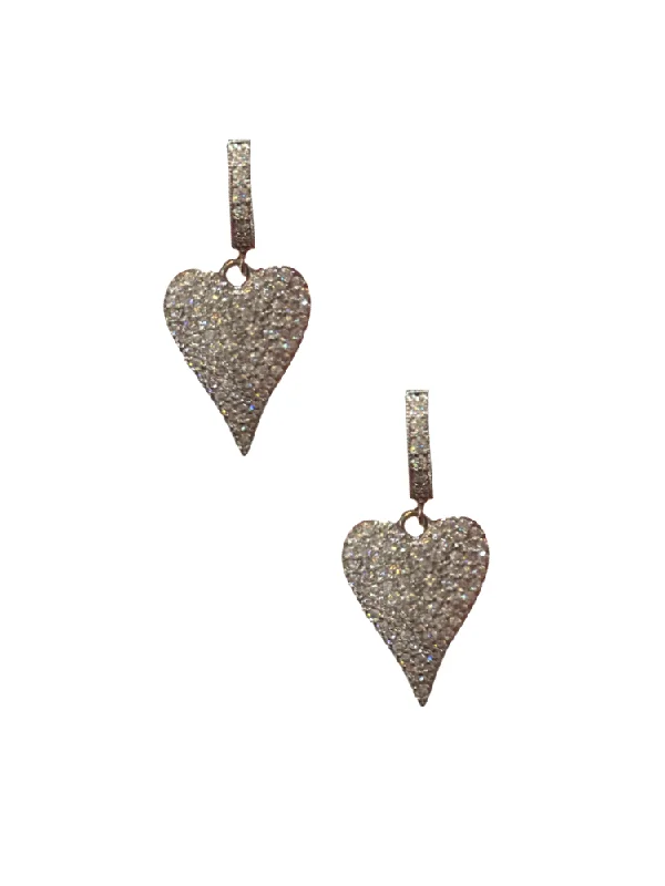 women’s ear cuffs -Large Pave Heart Huggies