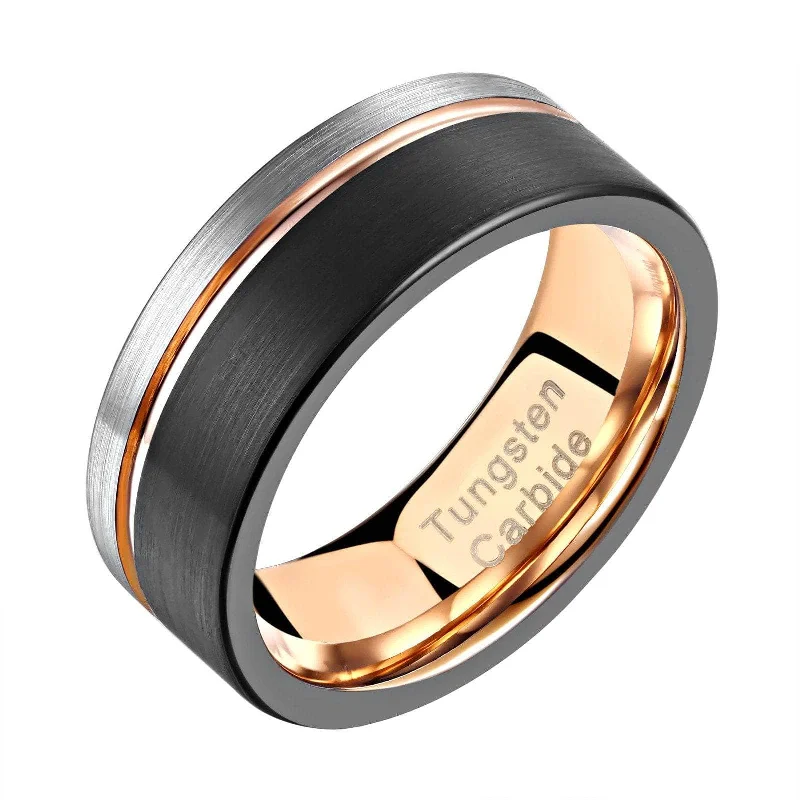 women’s statement rings -Tungsten Carbide Multi Color Wedding Band- Eric