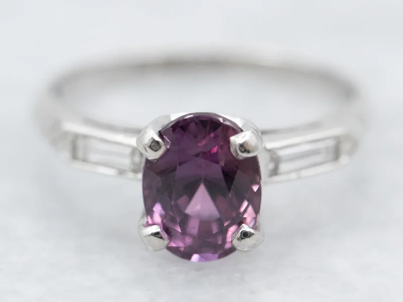 women’s sapphire engagement rings -Retro Era Pink Sapphire and Diamond Ring