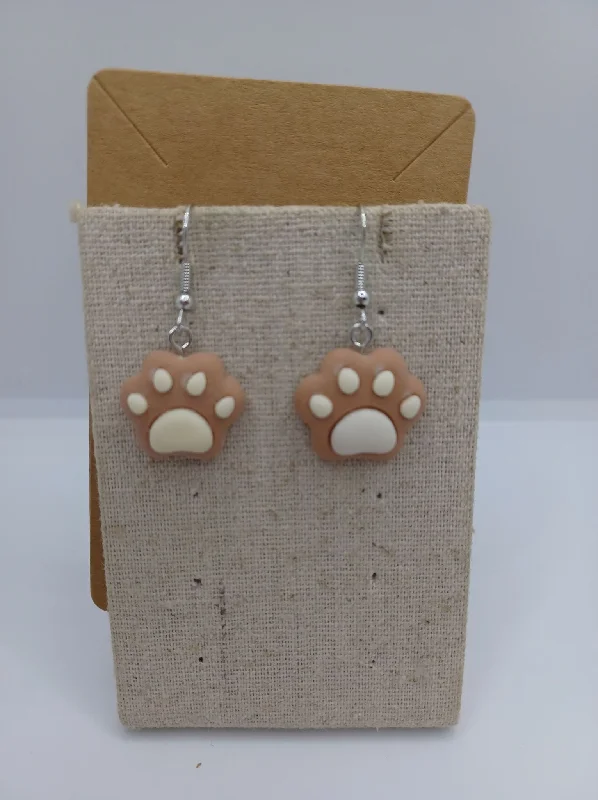 women’s cubic zirconia earrings -Brown & Tan Paw Print Earrings