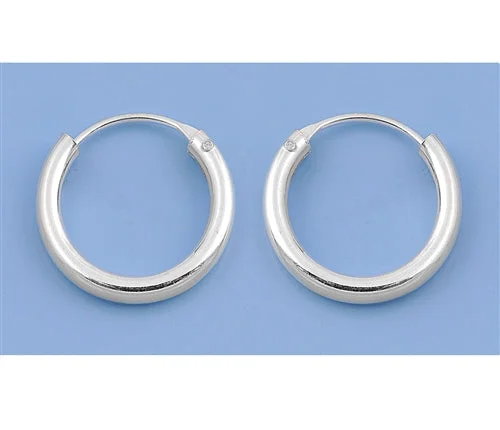 women’s moon-shaped earrings -CH20-014 Small 14mm, 0.57 inch 925 Silver Continuous Hoop Earrings