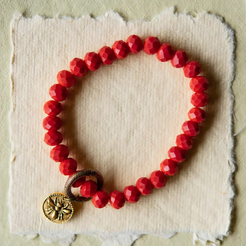 women’s beaded bracelets -Crystal Bangle + Bee Charm