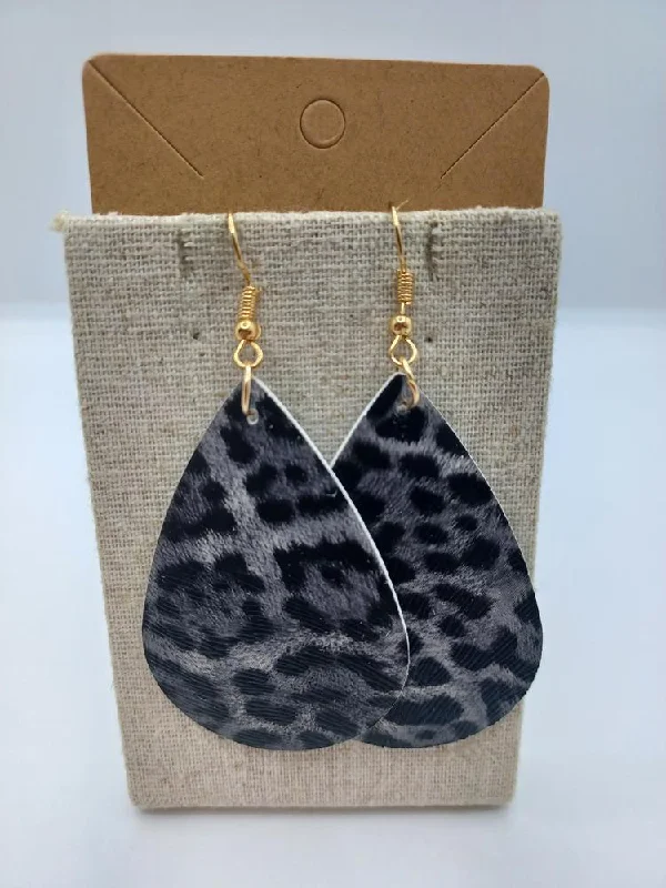 women’s large drop earrings -Dark Grey Leopard Earrings