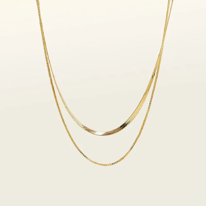 boho necklaces for women -Double Layered Chain Necklace In Gold