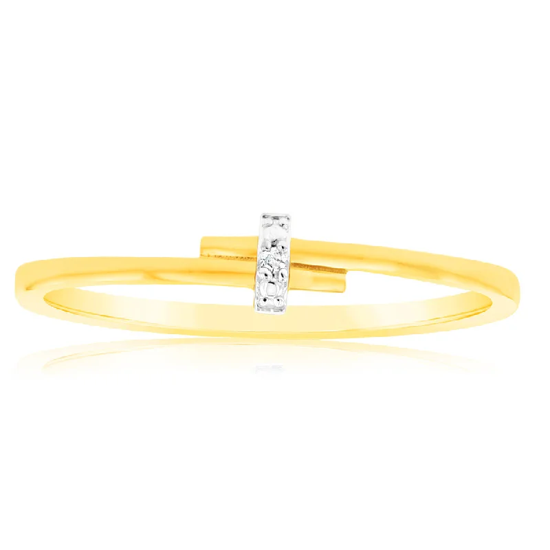 women’s trendy engagement rings -9ct Yellow Gold With 2 Brilliant Cut Diamond Ring