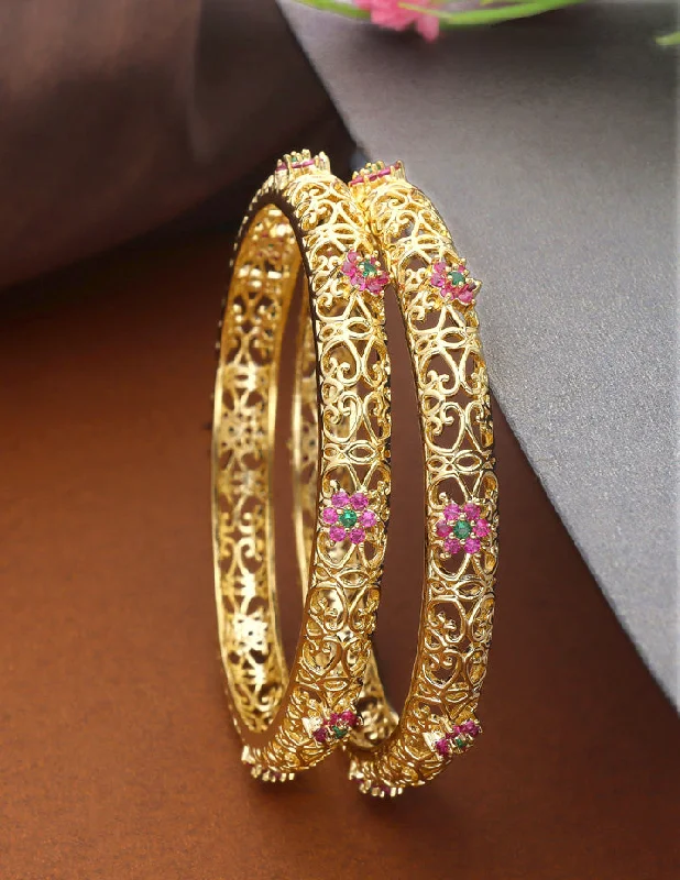 diamond bangles for women -Designer Zircon Gold Plated Bangles ZBGL10949