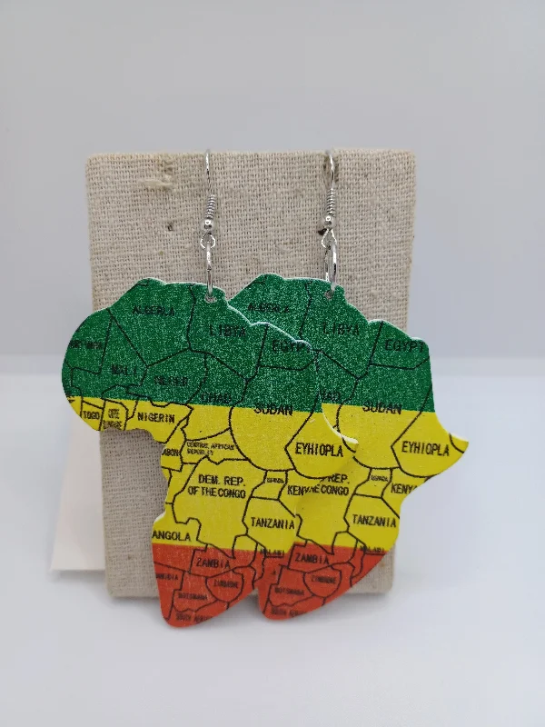 women’s hoop earrings with diamonds -Wooden Map of Africa Earrings