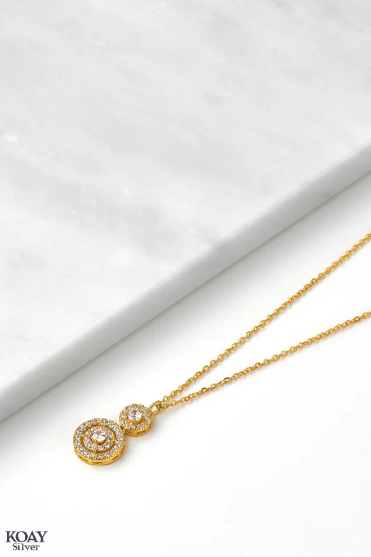 gold-filled necklaces for women -Zircon Circle (03-Necklace) GP