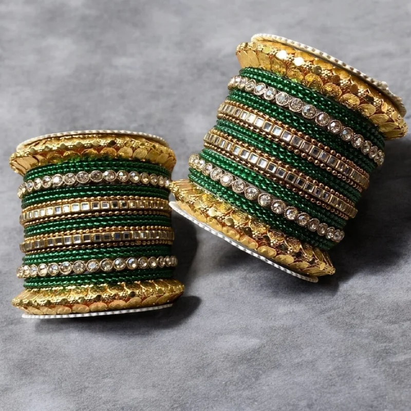 trendy cuff bracelets for women -Green Indian Gold Plated Bridal Bangles Set, Bridal Bangles, Indian Bangles Set, Pakistani Jewelry, Bangle Jewelry Set, Wedding Bangles Set