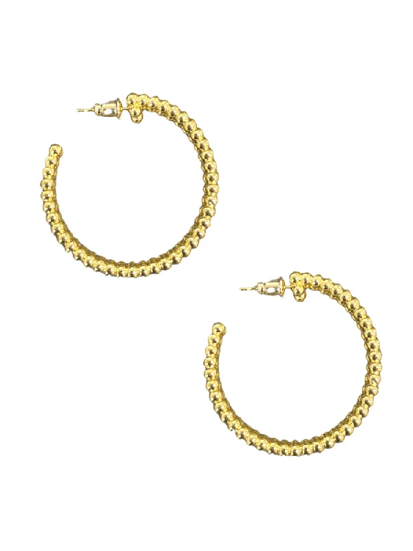 women’s gold dangling earrings -CZ Ball Hoops