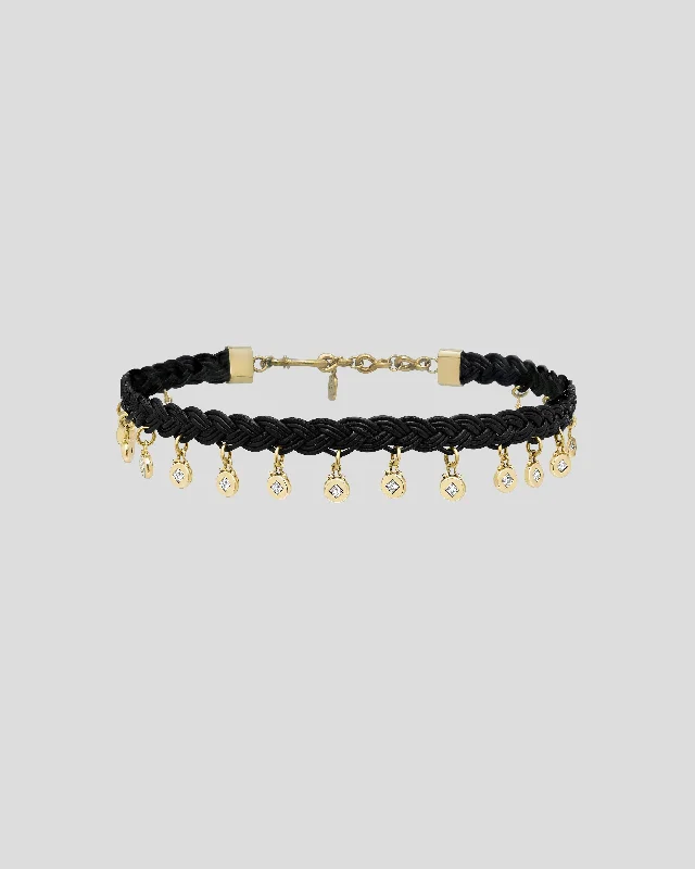 women’s chokers with pendants -Braided Black Butter Medallion Choker