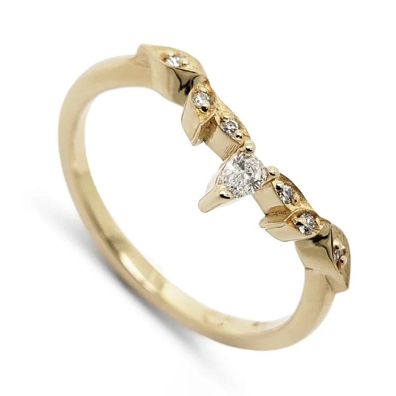 gold solitaire rings for women -Pear Belle Yellow