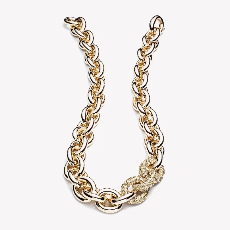 chic gold necklaces for women -PAVÉ CABLE LINK NECKLACE