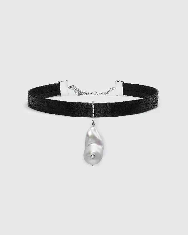 personalized necklaces for women -Black Butter South Sea Pearl Diamond Choker