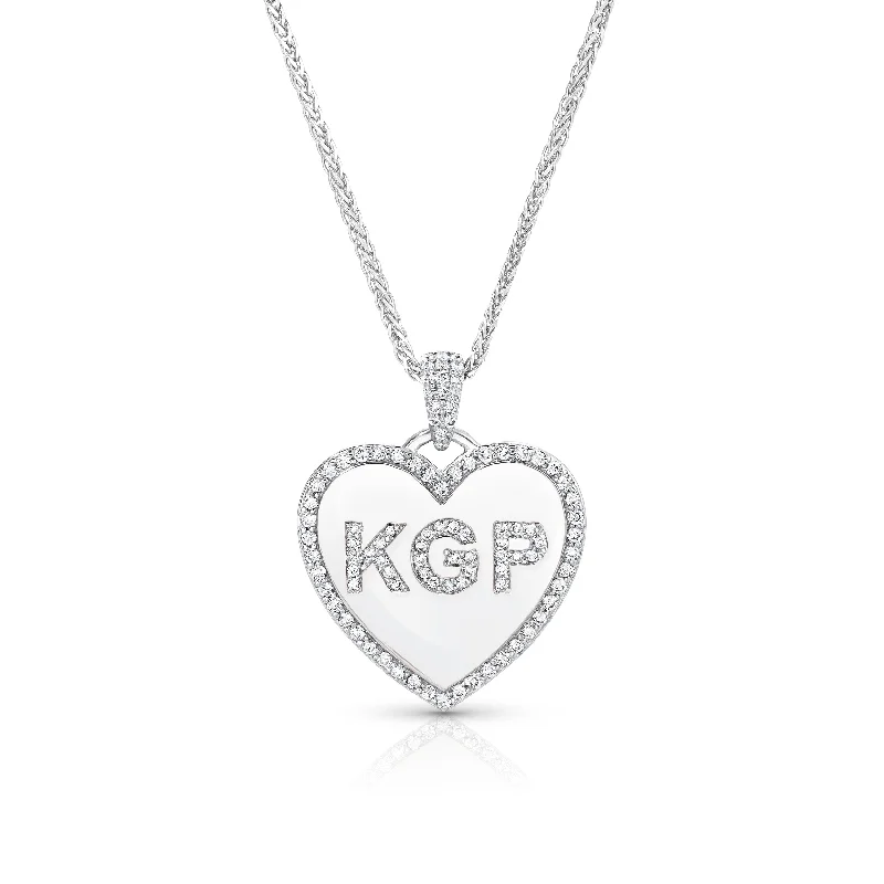 women’s lucky charm necklaces -Monogram Heart Necklace