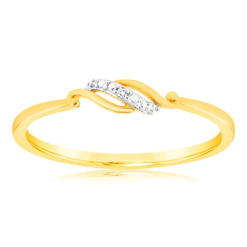 antique engagement rings for women -9ct Yellow Gold With 2 Brilliant Cut Diamond Ring