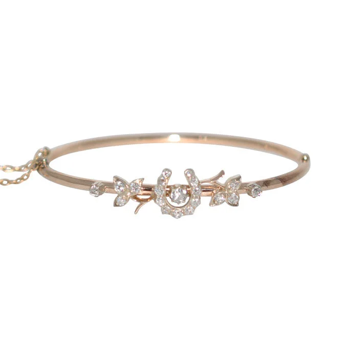 women’s bracelet with charms -Diamond Horse Shoe Bangle