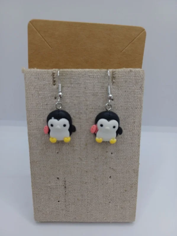 women’s pearl drop earrings -Penguin Earrings