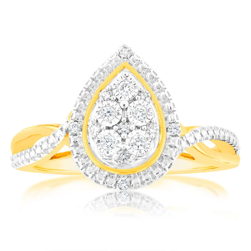 women’s traditional engagement rings -Luminesce Lab Grown 9ct Yellow Gold 1/10 Carat Diamond Ring