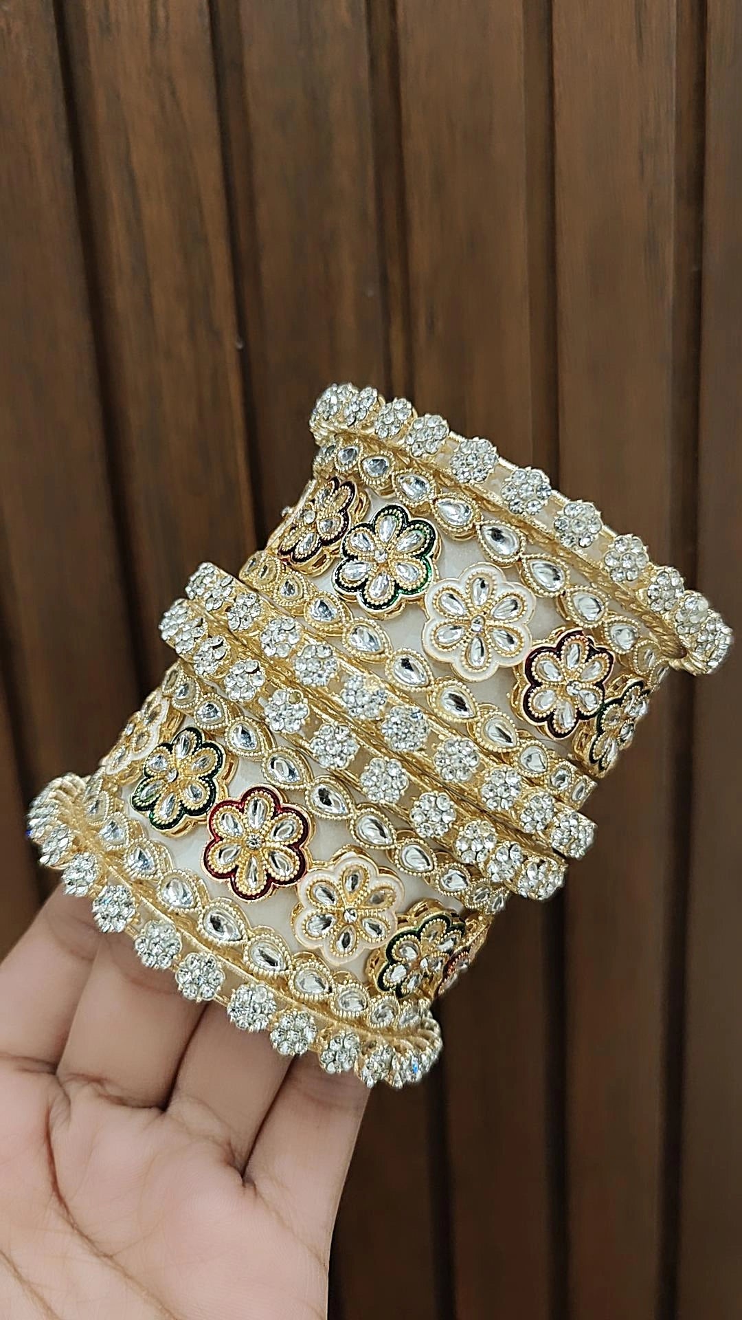 women’s chunky bracelets -Festive AD Indian Wedding Bridal Bollywood Bangles Set