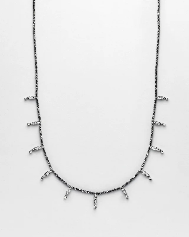 women’s elegant necklaces -Strung Out Black Marquise Necklace