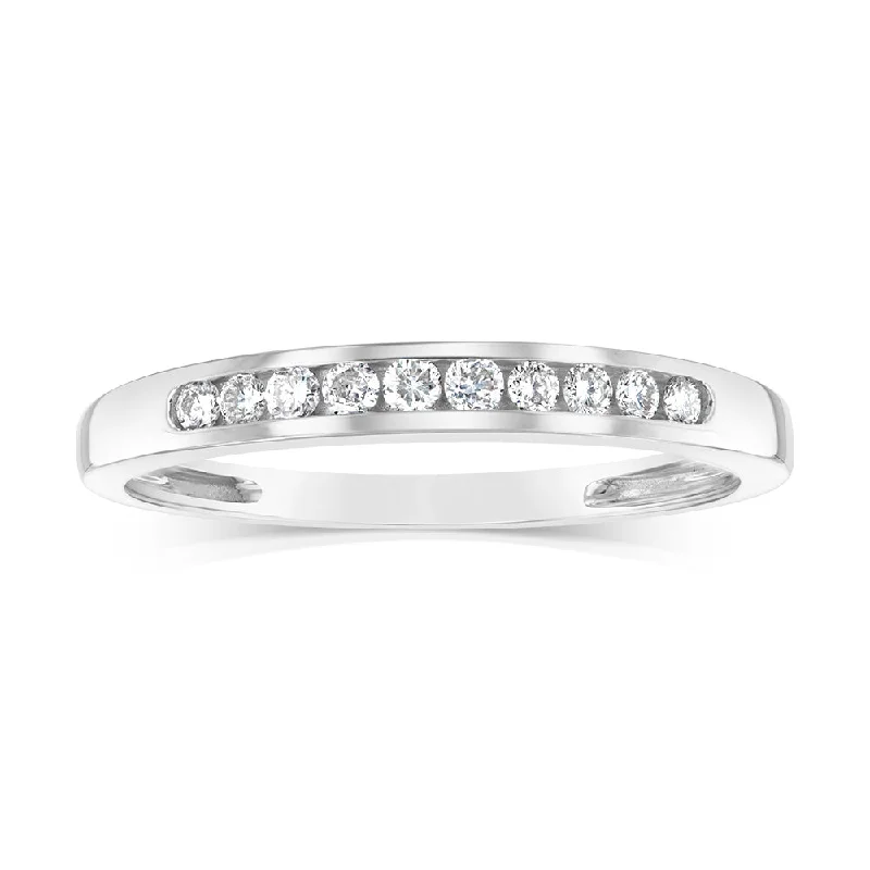 women’s three-stone engagement rings -9ct White Gold 0.15 Carat Diamond Eternity Ring with 10 Brilliant Cut Diamonds