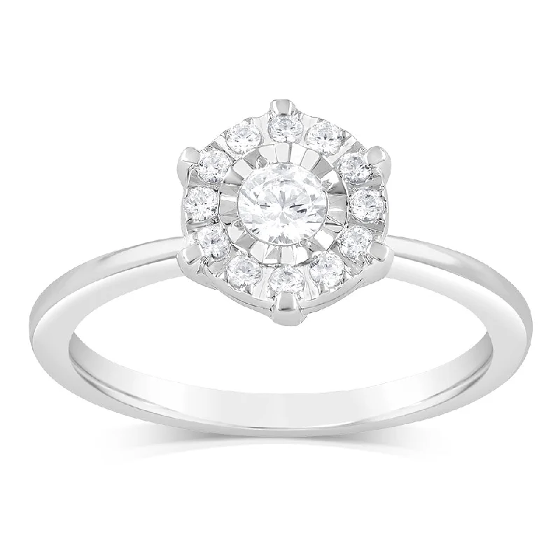 women’s wedding and engagement rings sets -Luminesce Lab Grown 9ct White Gold "2.25 Carat Look" 1/2 Carat Diamond Ring