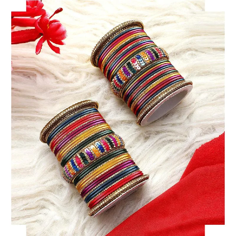 bohemian bangles for women -Indian bangles set with sequins work kada, Indian bangles, Wedding jewelry, festive colorful bangles