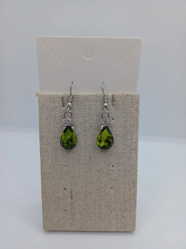 women’s simple stud earrings -Peridot Green Teardrop Earrings