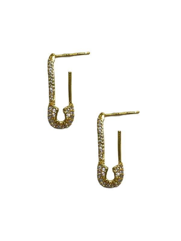 women’s long earrings -Safety Pin Earrings - Gold