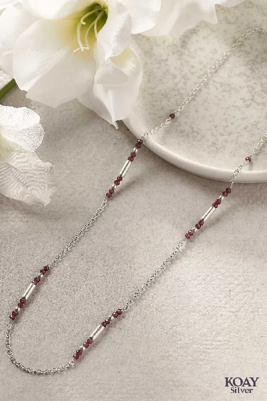 women’s silver necklaces -Red Stones Necklace