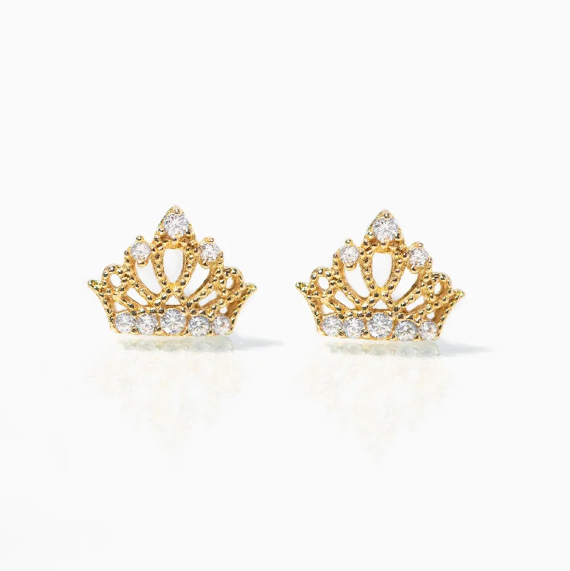 women’s huggie earrings -Fine La Reina Stud Earrings