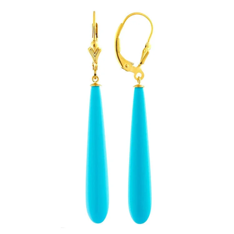 large hoop earrings for women -35mm Sleeping Beauty Turquoise Lever Back Earrings 14-20 Gold Filled