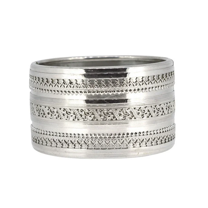 sterling silver bangles for women -Victorian Silver Bangle