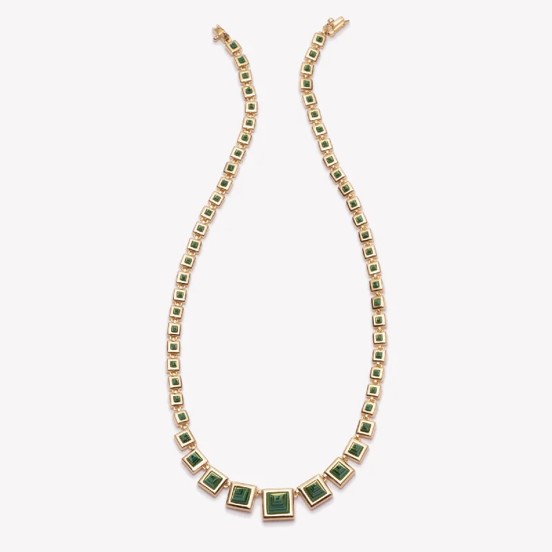 women’s infinity necklaces -GRADUATED PYRAMID NECKLACE - MALACHITE