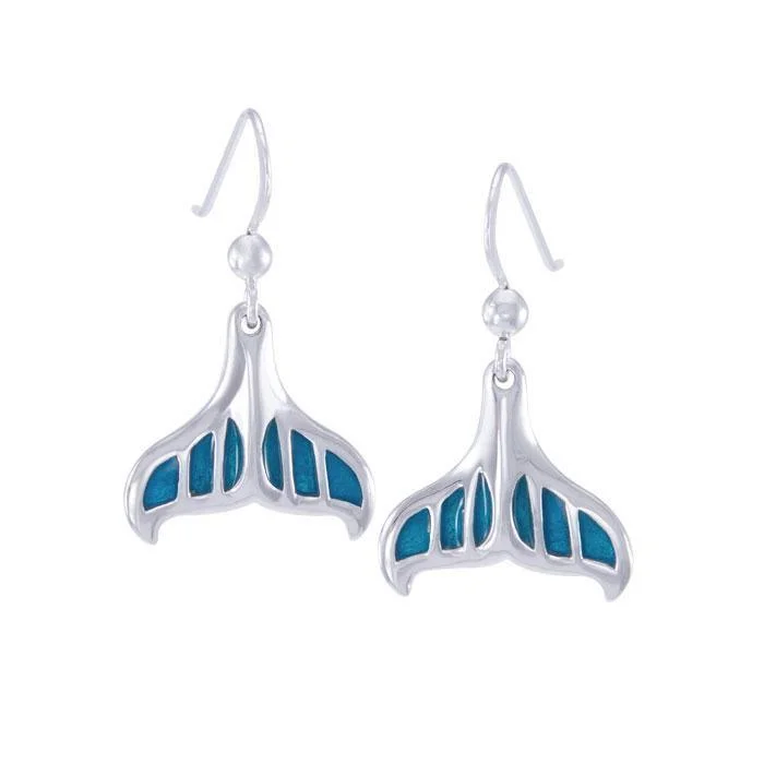 women’s hoop earrings with diamonds -Whale Tail with Enamel Sterling Silver Earring TER1648