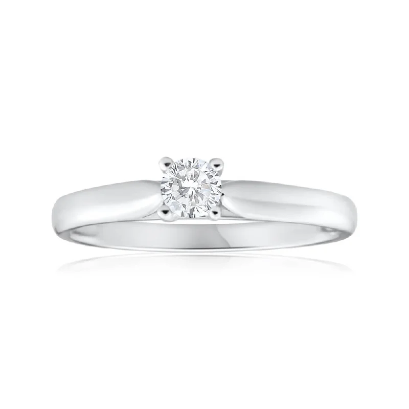 affordable engagement rings for women -18ct White Gold Diamond Ring