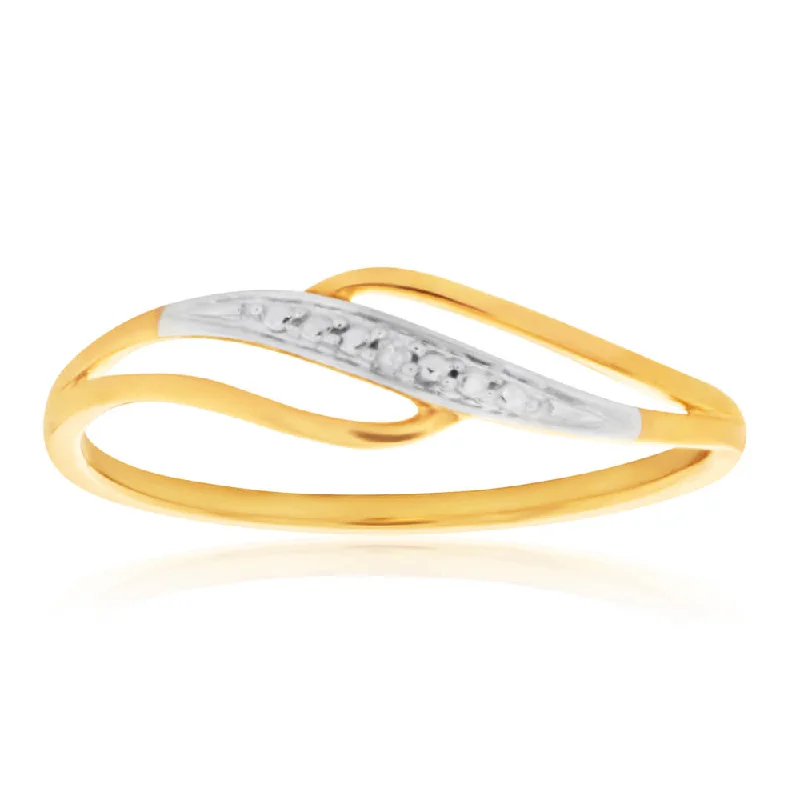 engagement rings with side diamonds -9ct Yellow Gold Hj Colour Diamond Ring