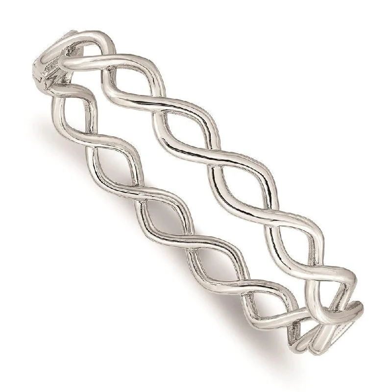 dainty bracelets for women -Stainless Steel Polished Criss Cross Hinged Bangle