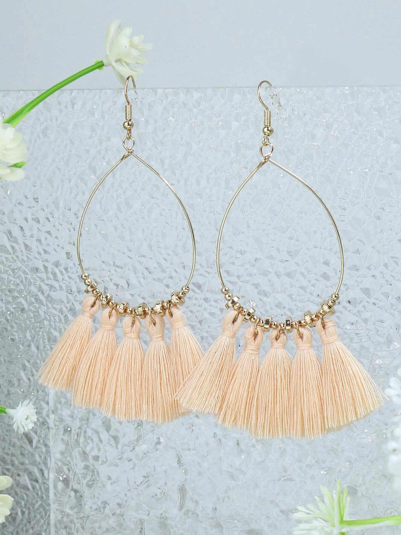 elegant earrings for women -Champagne Tassel Style Tassel Earrings