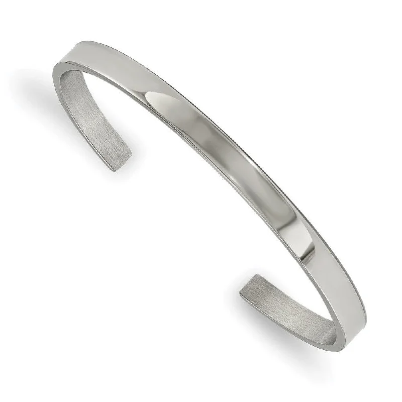 diamond bracelets for women -Stainless Steel Polished 5mm Cuff Bangle