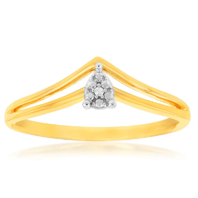 engagement rings with moissanite diamonds -9ct Yellow Gold Diamond Ring