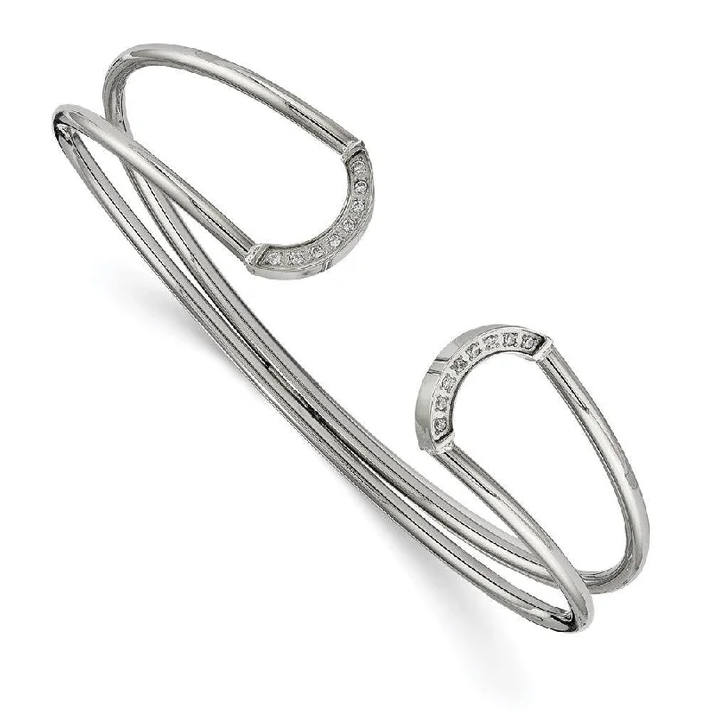 women’s chain bracelets -Stainless Steel Polished with CZ Flexible Cuff Bangle