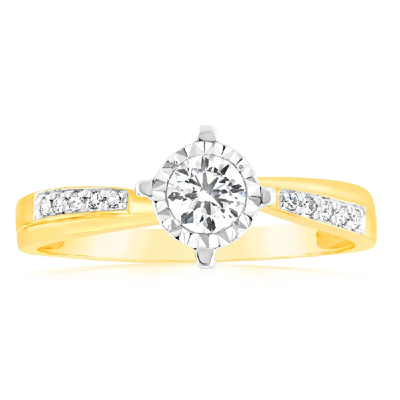 women’s antique-inspired engagement rings -Luminesce Lab Grown 9ct Yellow Gold 1/2 Carat Diamond Ring